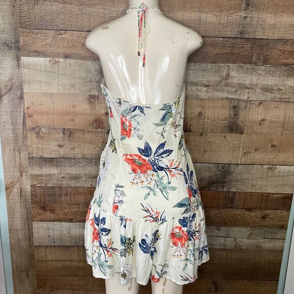 Minkpink Garden Party Halter Dress V-Neck Ivory Floral Size Medium - Picture 6 of 12